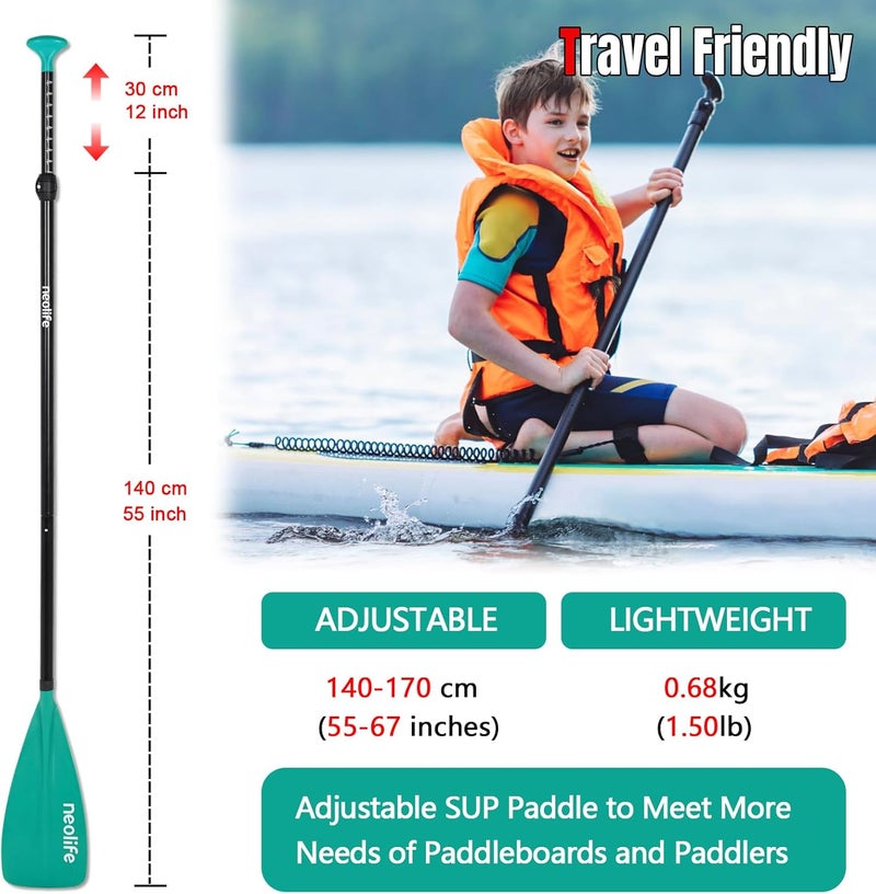 WONITAGO SUP Paddles for Kid with Aluminum Shaft and PP Blade, Floating Stand Up Paddle Board Paddle for Youth and Junior, Adjustable 140-170 cm/55-67 Inches - Image 5